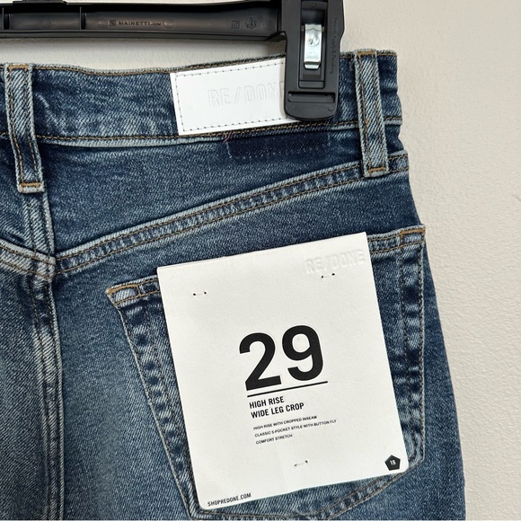 Evereve RE/DONE High Rise Wide Leg Crop Jeans 29 Crafted Indigo NWT - Picture 6 of 9